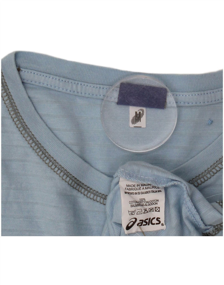 ASICS Camiseta gráfica para mujer Top UK 14 Azul medio Algodón a rayas