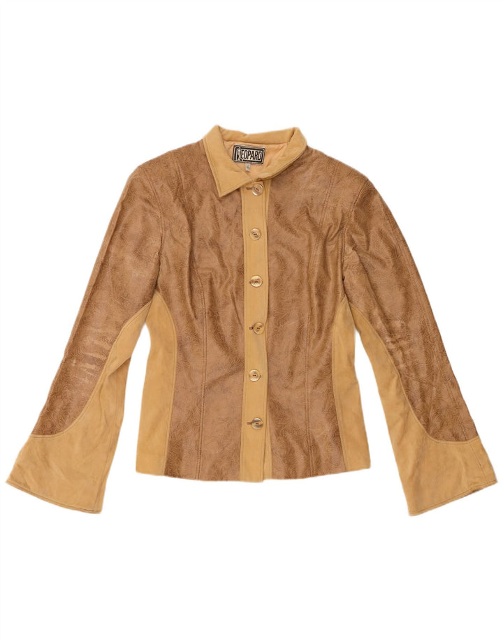 Chaqueta de cuero para mujer Leopard IT 46 Large Brown Floral