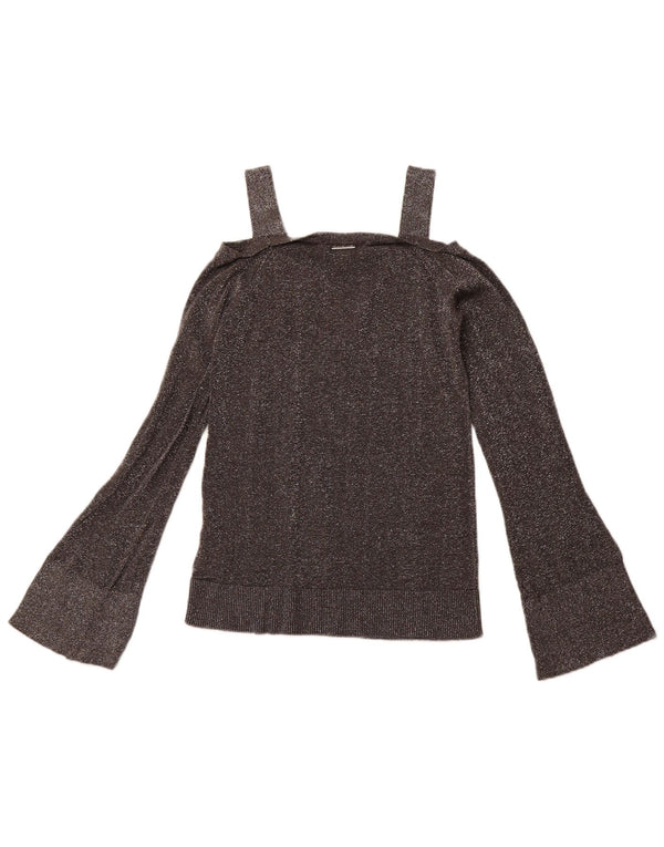 MICHAEL KORS Blusa con hombros descubiertos para mujer UK 6 XS Algodón moteado gris