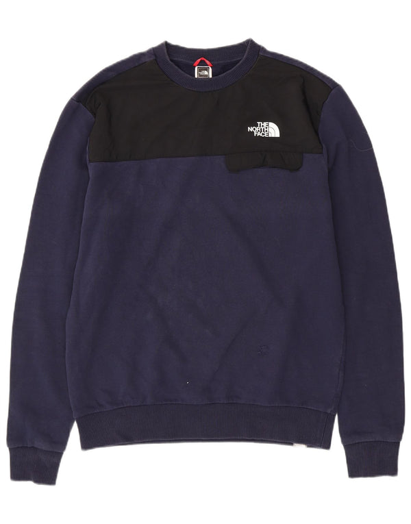 THE NORTH FACE Hombre Sudadera Jumper Medium Azul Marino Colorblock Algodón