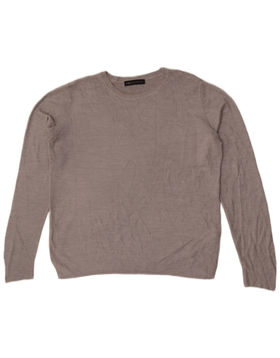Marks & Spencer Suéter de cuello redondo para mujer UK 44 Acrílico gris grande