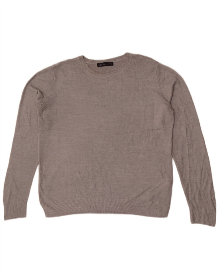 Marks & Spencer Suéter de cuello redondo para mujer UK 44 Acrílico gris grande