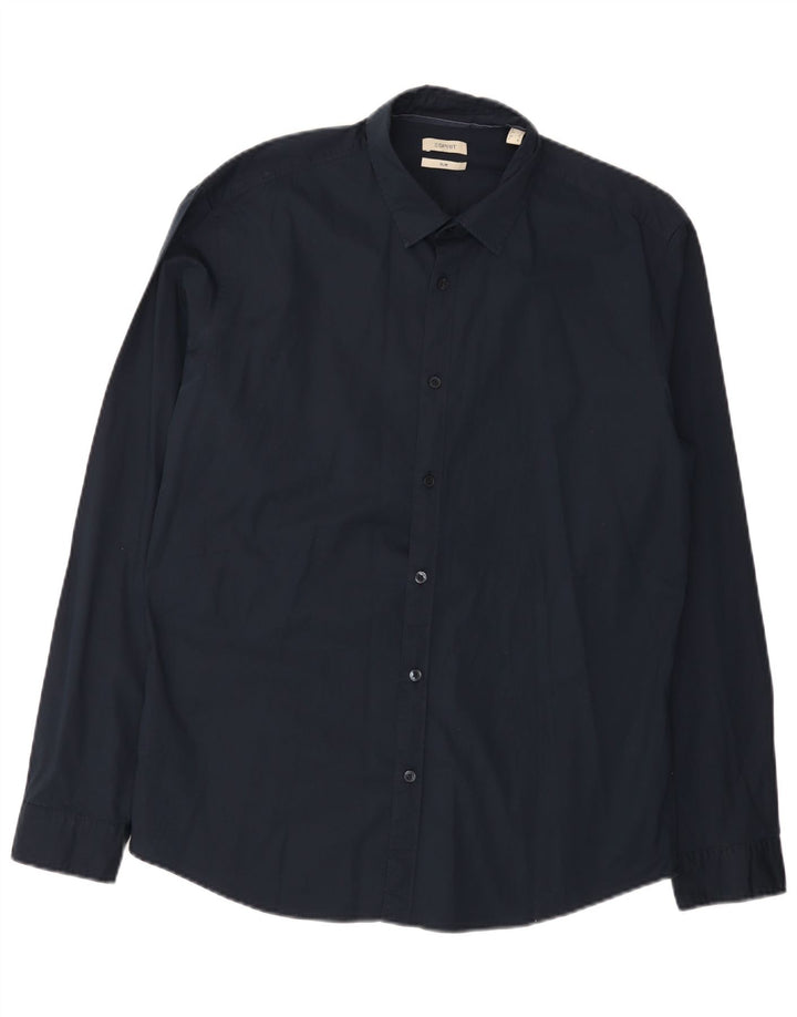 Camisa de corte slim de Esprit para hombre, talla grande, de algodón azul marino