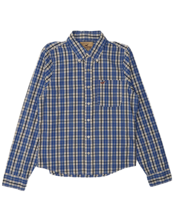 Camisa Hollister Hombre Algodón A Cuadros Azul Grande