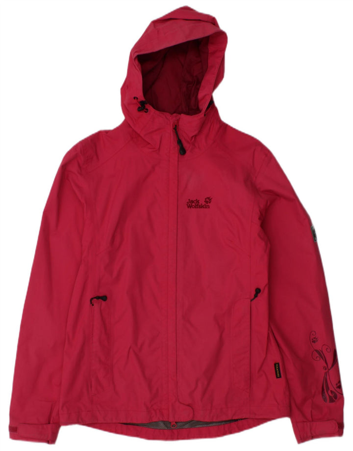 JACK WOLFSKIN Chaqueta impermeable con capucha para mujer UK 10 Small Pink Polyamide