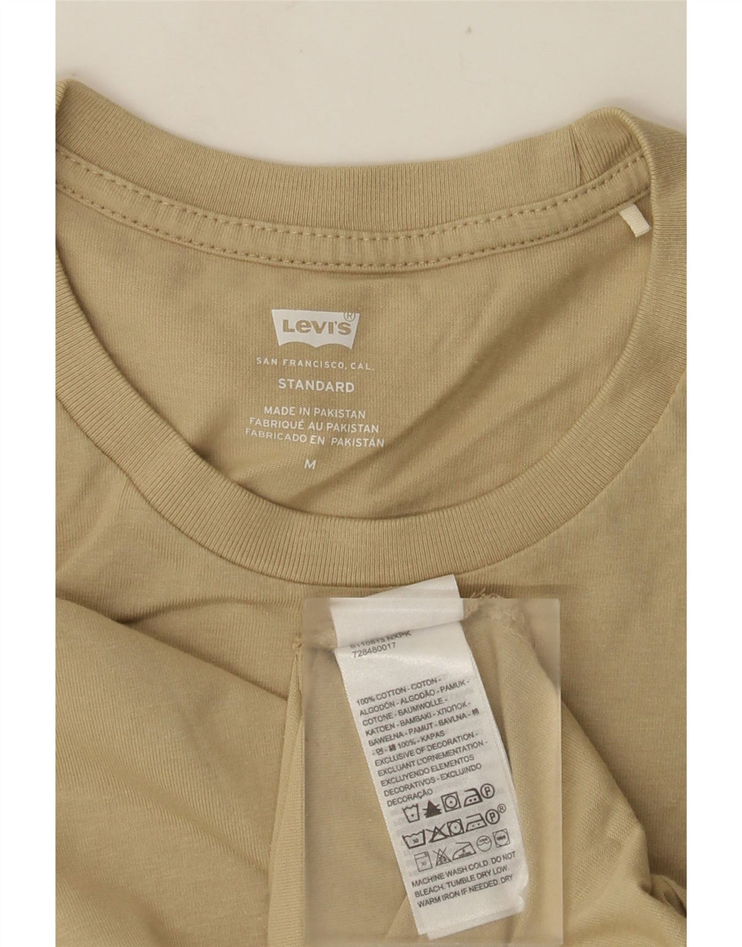LEVI'S Camiseta estándar para hombre de manga larga de algodón beige medio