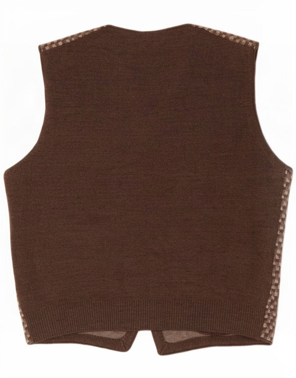 Chaleco vintage para hombre Marrón medio geométrico