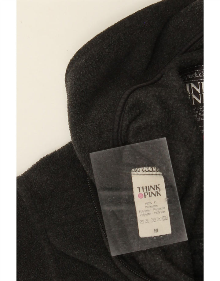 THINK PINK Jersey de forro polar con cuello con cremallera y gráfico para hombre Poliéster gris medio