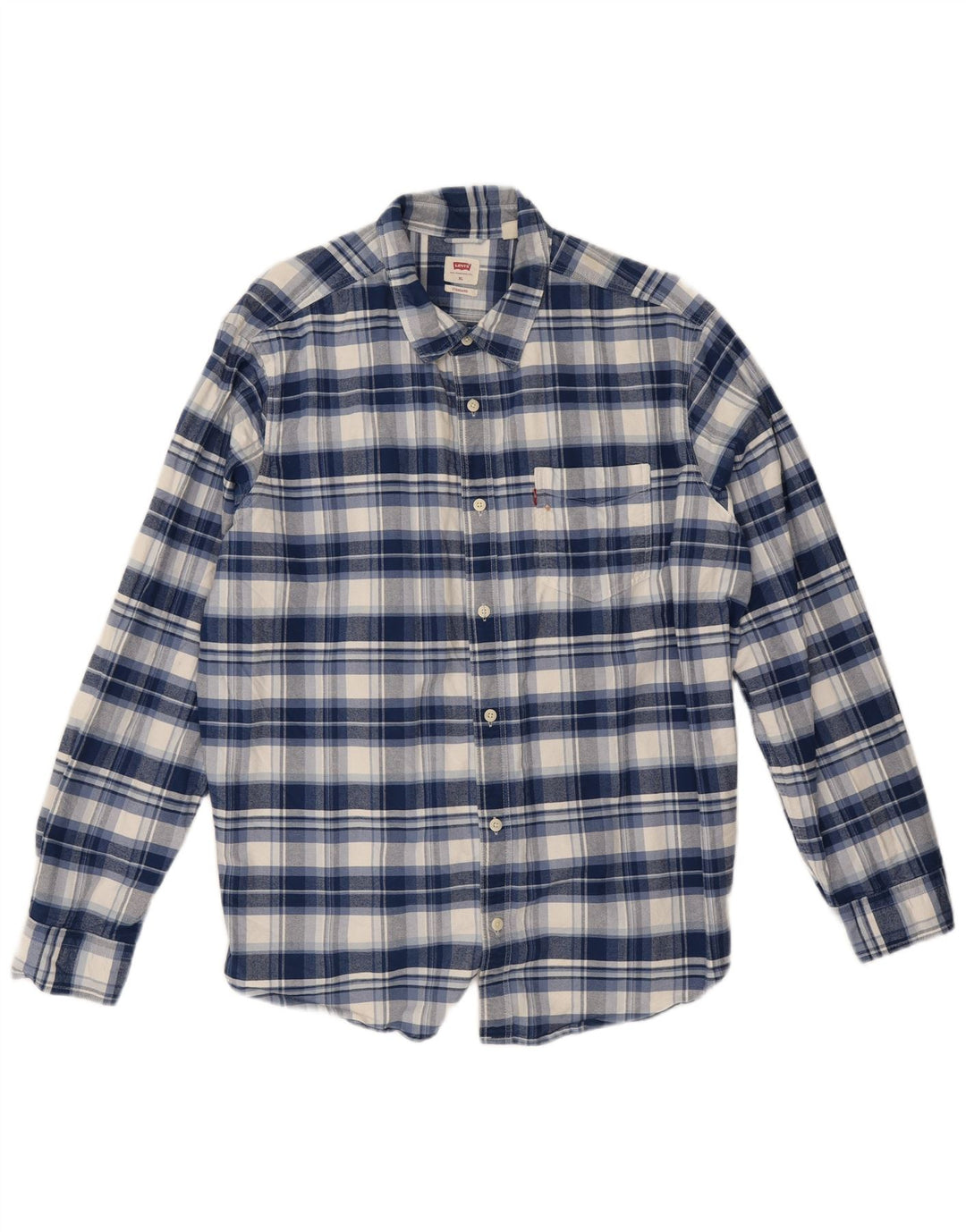 Levi's Camisa de franela estándar para hombre XL Algodón a cuadros azules
