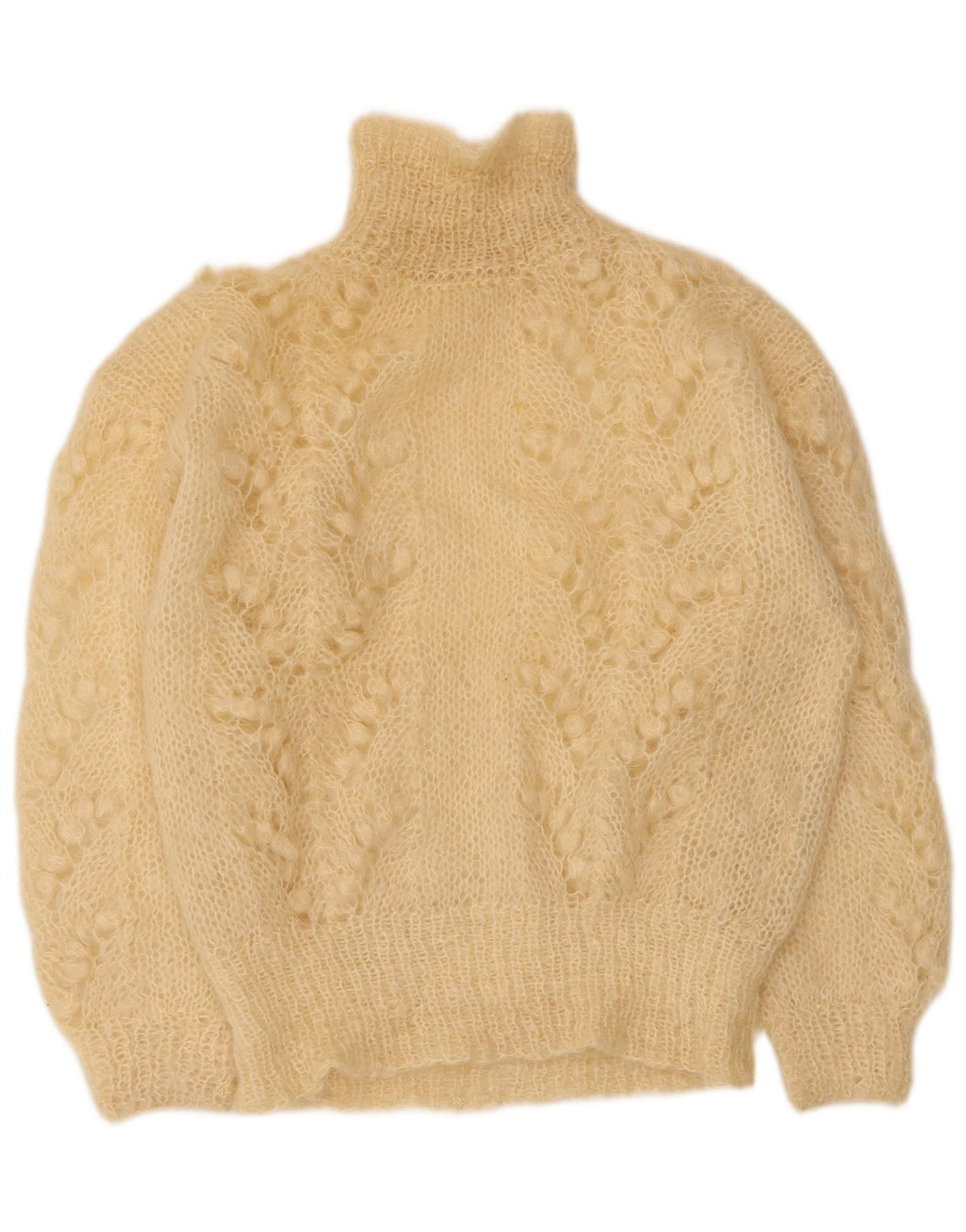 Vintage mujer tortuga cuello jersey suéter Reino Unido 14 grande beige