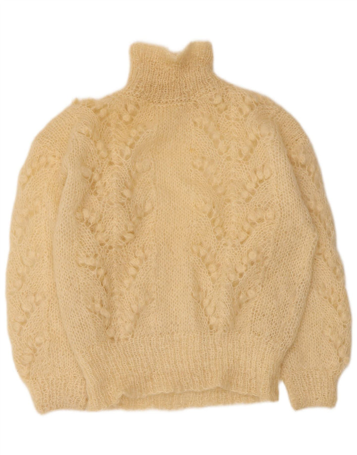 Vintage mujer tortuga cuello jersey suéter Reino Unido 14 grande beige