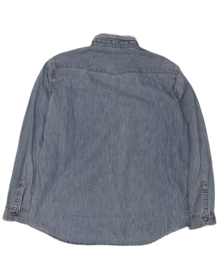 Carrera Camisa vaquera occidental para hombre 2XL Algodón azul clásico