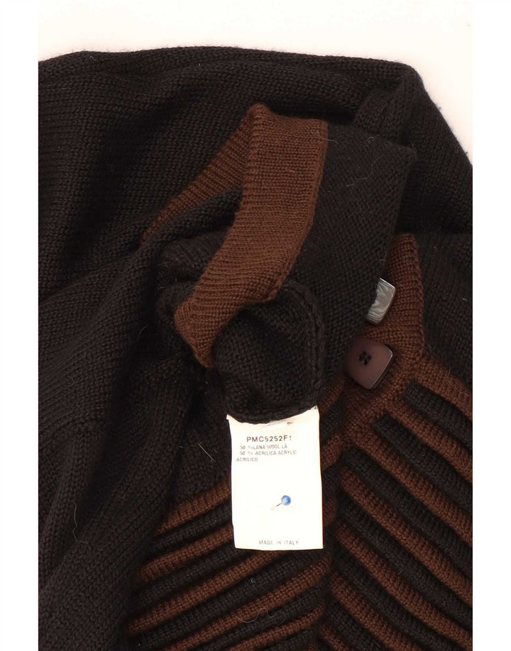 Vintage mujer crop cardigan suéter IT 44 medio negro rayas