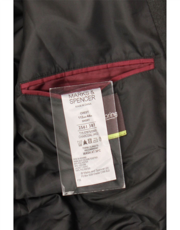 Marks & Spencer Chaqueta tipo blazer corta con 2 botones para hombre UK 44 XL Poliéster gris