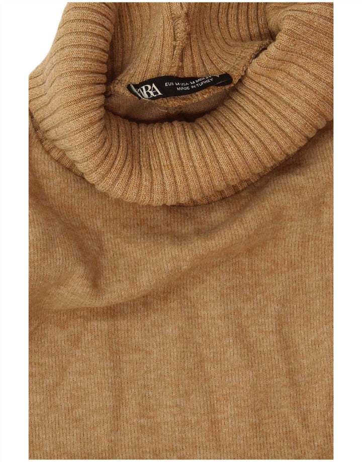 Zara Mujer Roll Neck Vest Tank Top UK 44 Medio Beige Poliéster