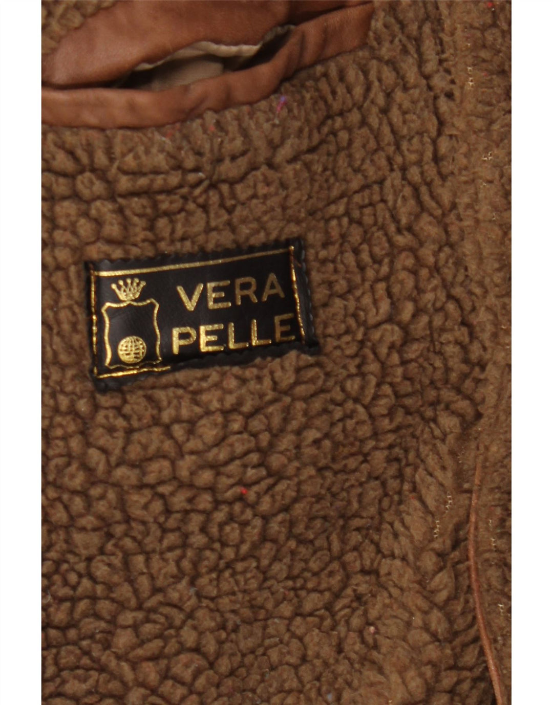 Vintage hombres cuero Sherpa chaqueta Reino Unido 38 cuero marrón medio