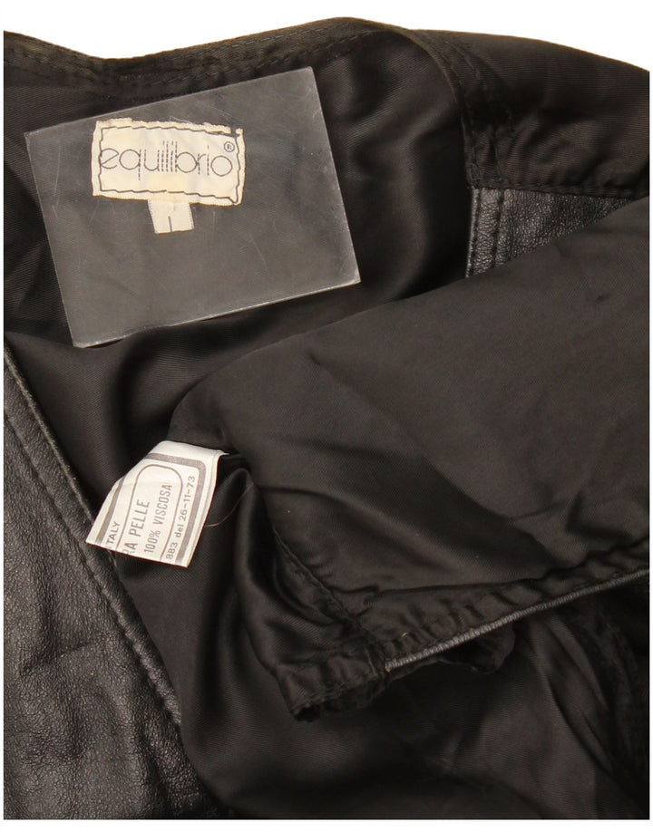 Chaleco de cuero vintage para hombre cuero negro grande