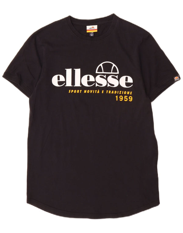 Ellesse - Camiseta gráfica para hombre, talla mediana, algodón negro