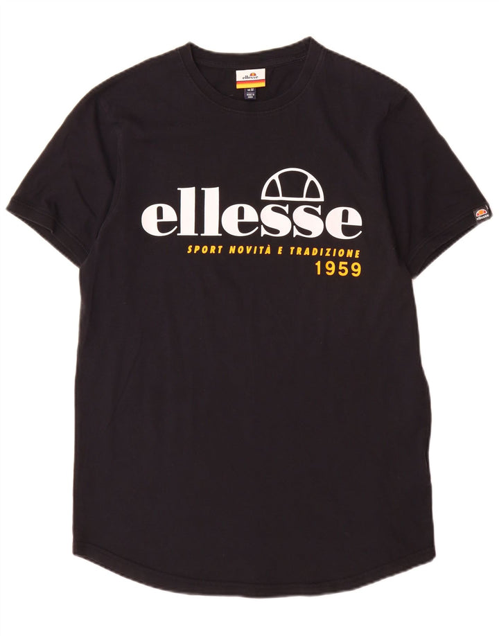 Ellesse - Camiseta gráfica para hombre, talla mediana, algodón negro