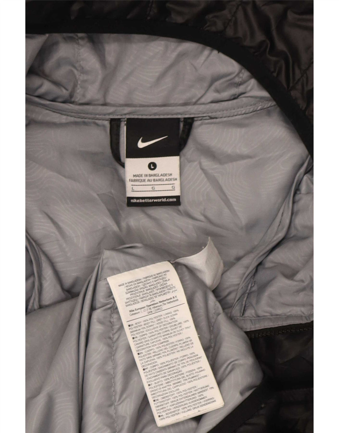 Nike - Chaqueta acolchada con capucha para hombre, talla 40, poliéster negro grande