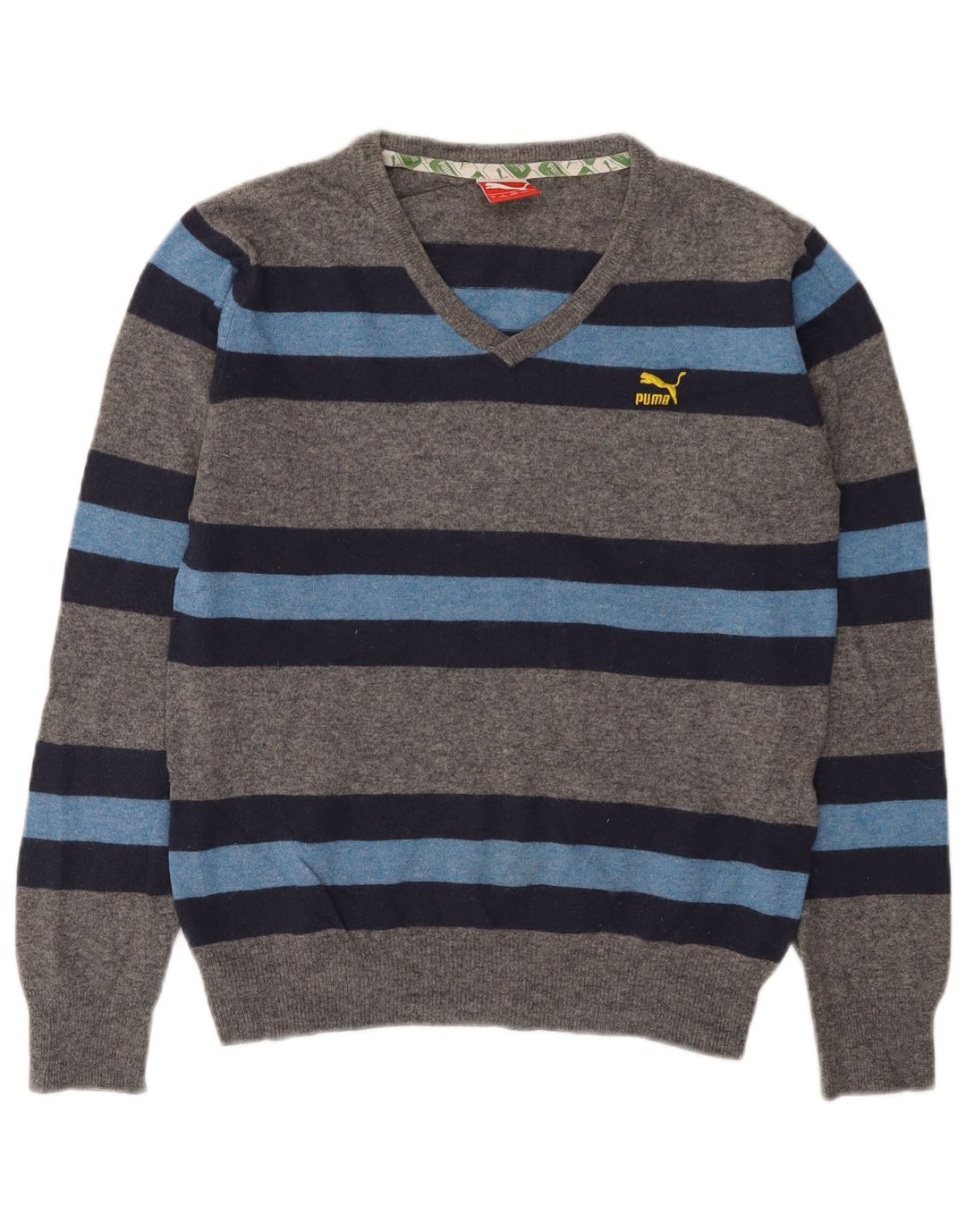 Puma Jersey Con Cuello En V Para Hombre De Lana De Cordero Gris Color Block Pequeño