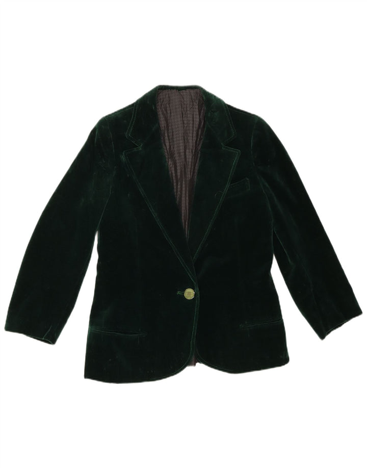 Vintage mujer 1 botón Blazer chaqueta Reino Unido 10 pequeño verde