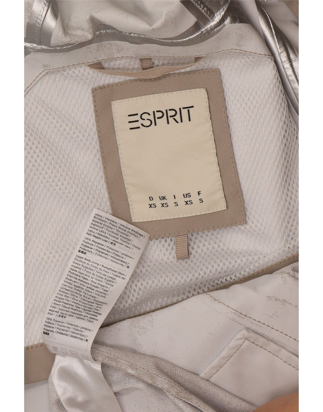 Chubasquero extragrande con capucha para mujer Esprit UK 6 XS Poliéster beige