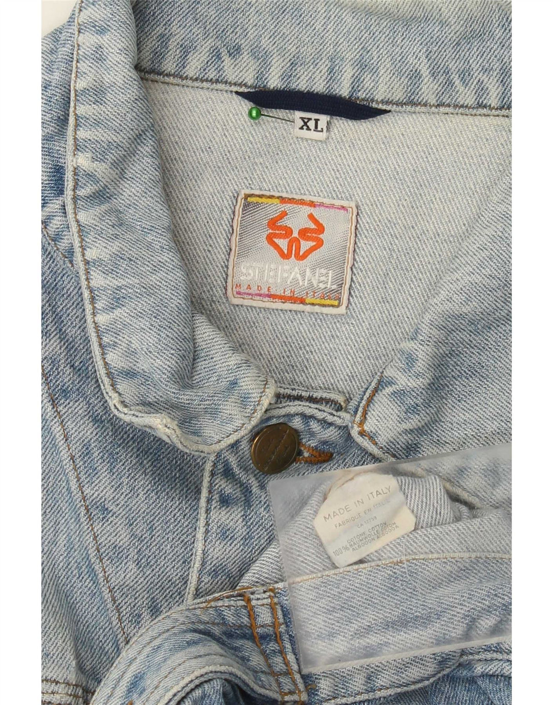 Stefanel Chaqueta vaquera para mujer UK 40 XL Algodón azul