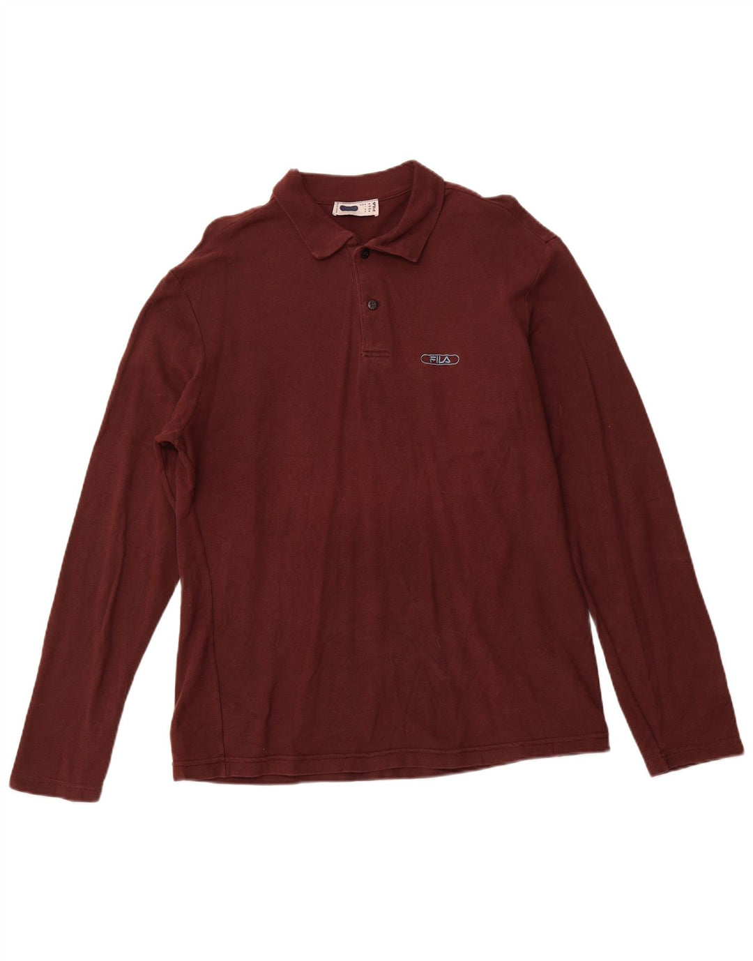 Fila Polo de manga larga para hombre, color burdeos mediano