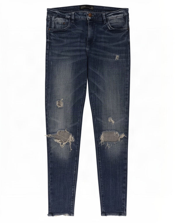 Zara Vaqueros pitillo desgastados Trafaluc para mujer EU 40 Medium W30 L28 Azul marino