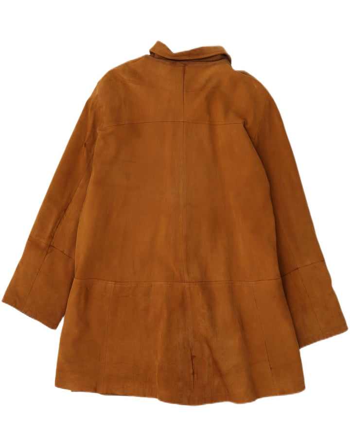 Vintage mujer abrigo de cuero de gran tamaño Reino Unido 20 2XL cuero marrón
