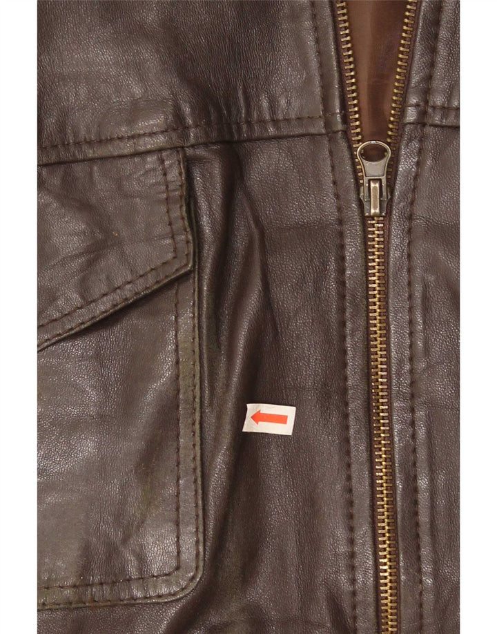 Chaqueta de cuero vintage para hombre Reino Unido 42 XL Marrón