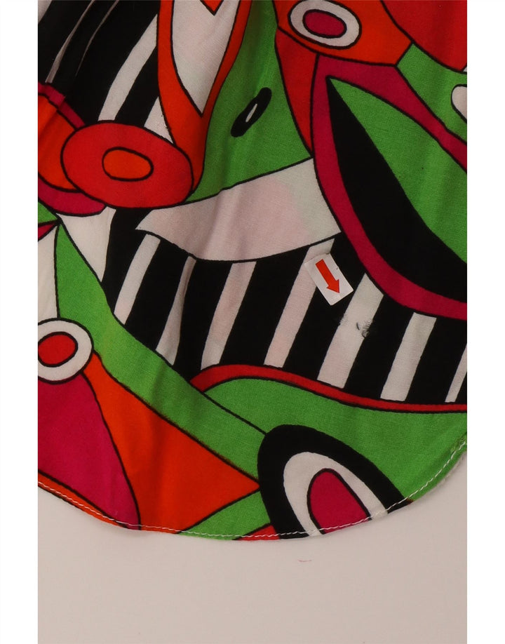 VINTAGE Mujer Patrón Abstracto Camisa Blusa Reino Unido 14 Medio Multicolor