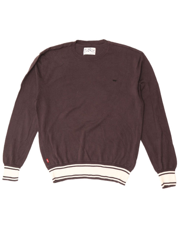 Levi's Jersey de cuello redondo para hombre XL Algodón marrón