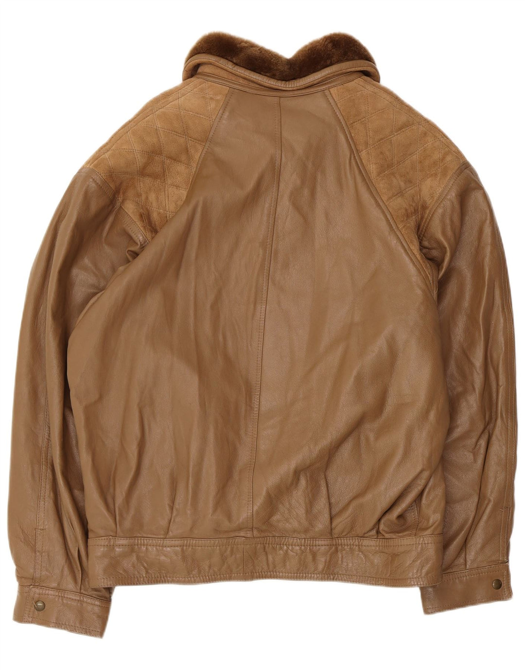 Chaqueta de piel de oveja vintage para hombre IT 52 XL cuero marrón