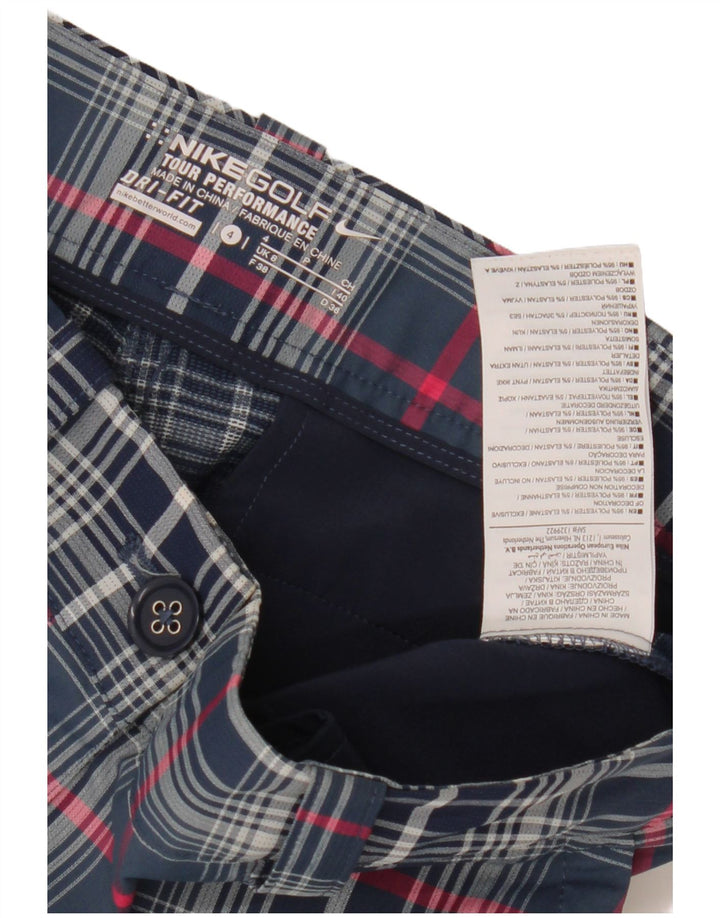 Nike Pantalones cortos chinos Dri Fit para mujer UK 8 Small W28 Blue Check Poliéster
