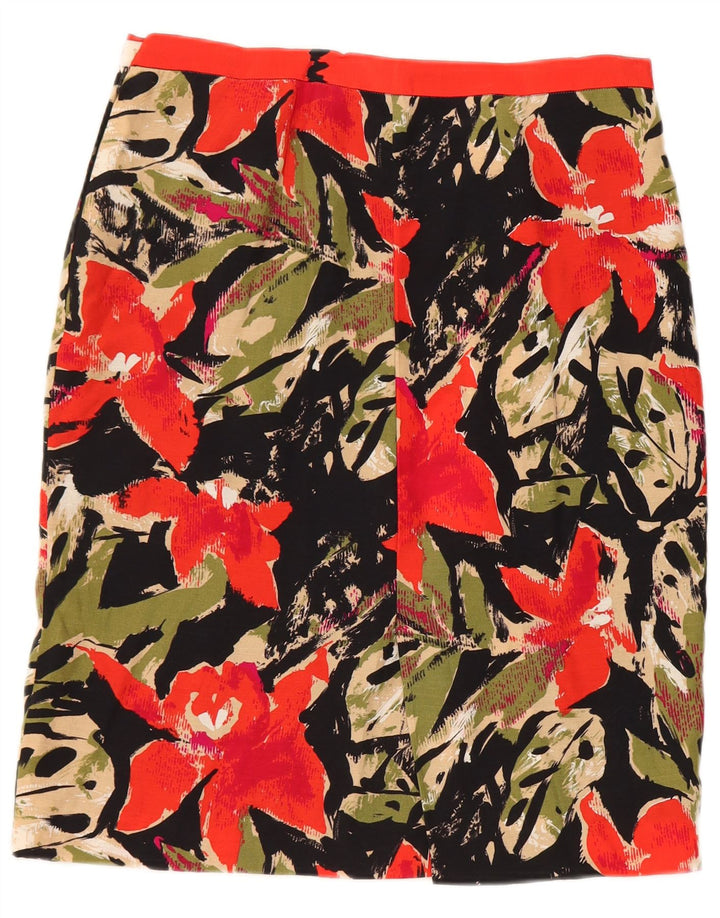 Vintage mujer lápiz falda W28 medio negro floral