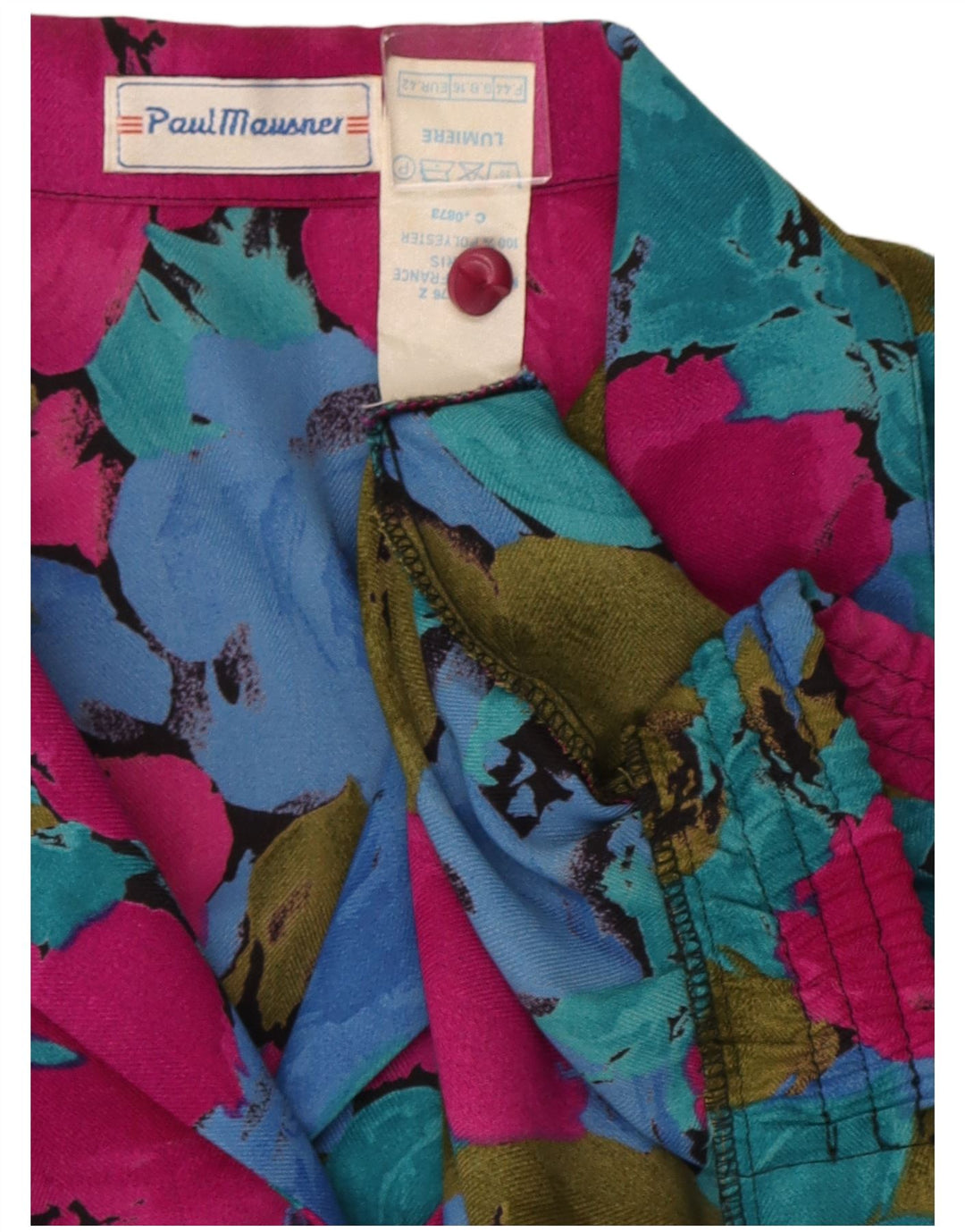 Vintage mujer camisa blusa Reino Unido 16 poliéster floral multicolor grande