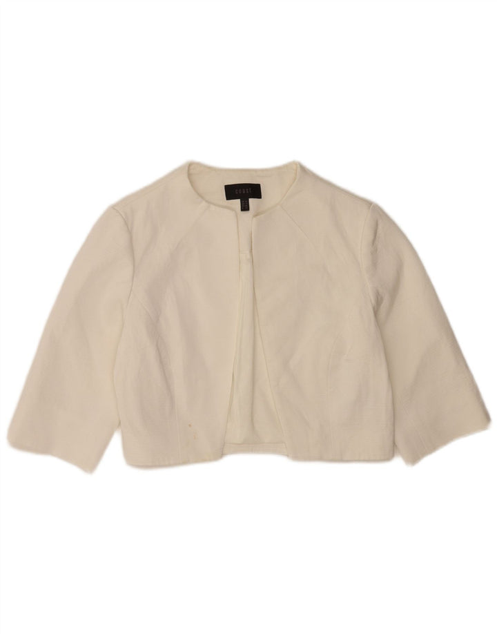 Coast Chaqueta Bolero Abierta de Manga 3/4 para Mujer UK 40 Viscosa Blanca Mediana