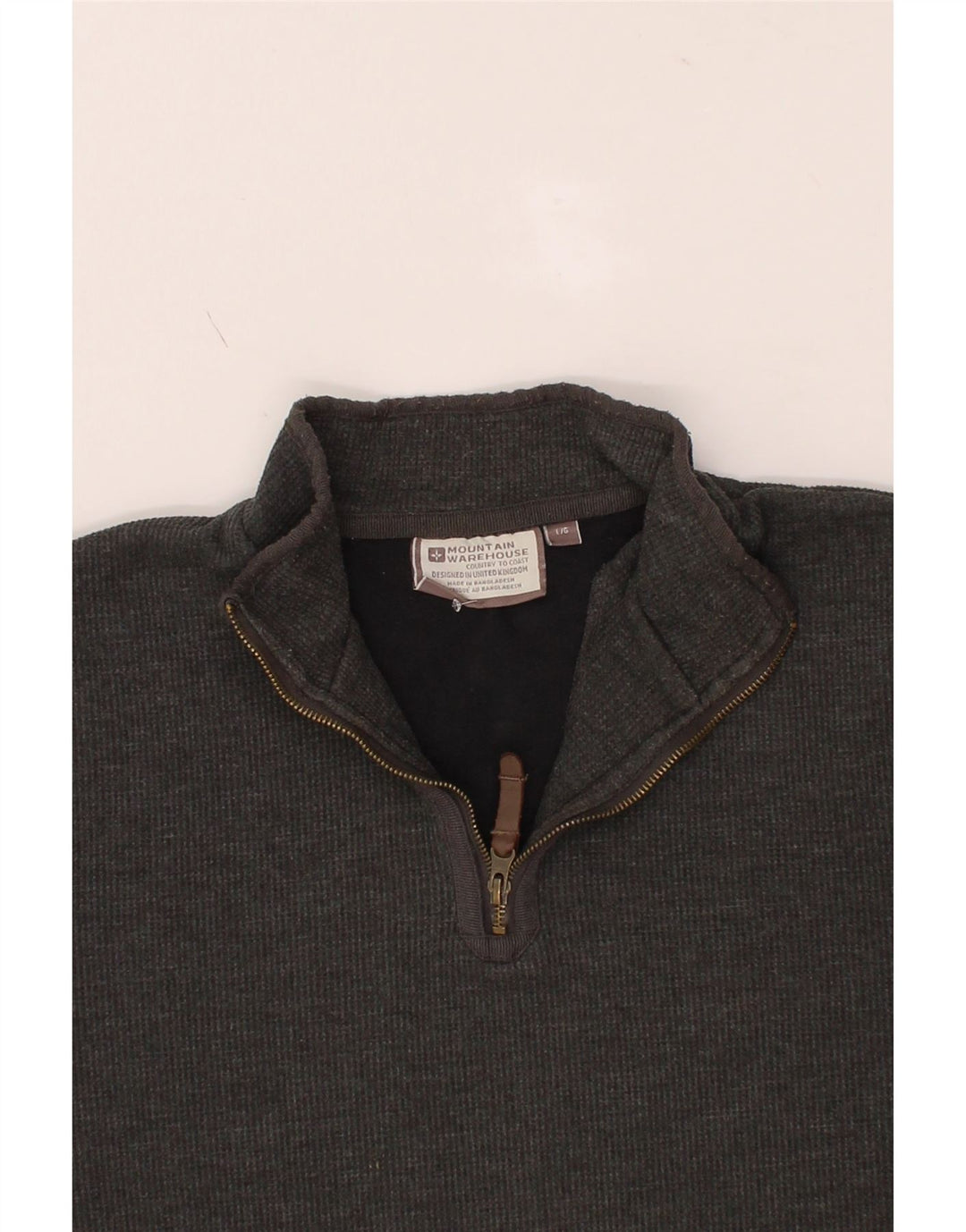 MOUNTAIN WAREHOUSE Mens Zip Neck Sweatshirt Jumper Large Grey Cotton Vintage Mountain Warehouse and Second-Hand Mountain Warehouse from Messina Hembry 