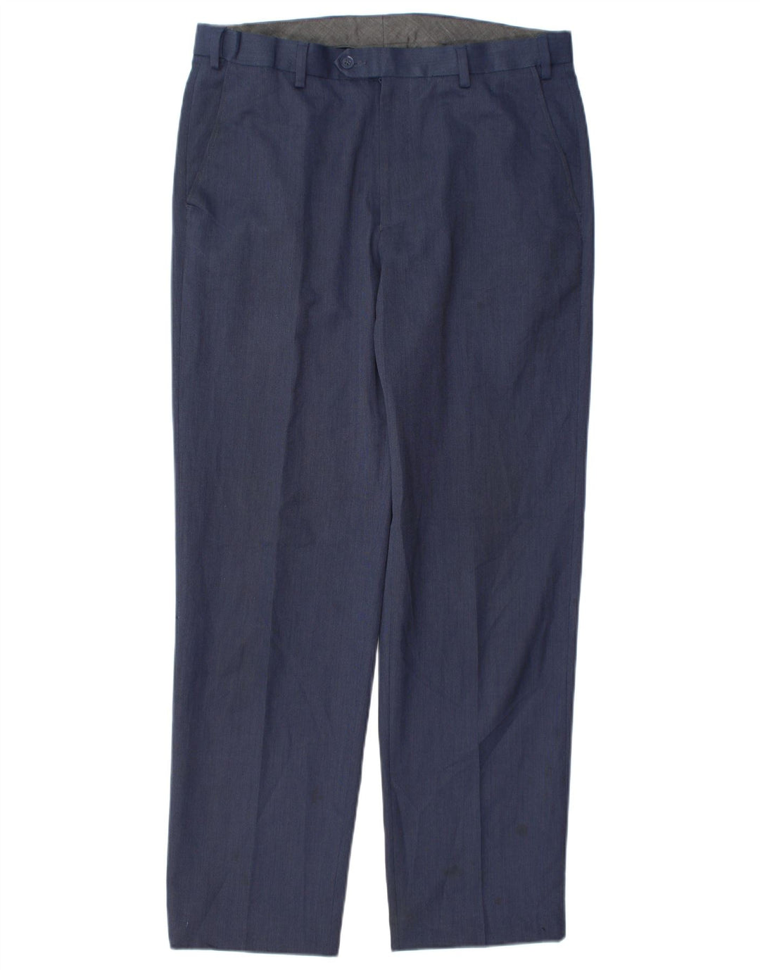 Marks & Spencer Pantalón de traje de corte regular para hombre W34 L31 Poliéster azul marino
