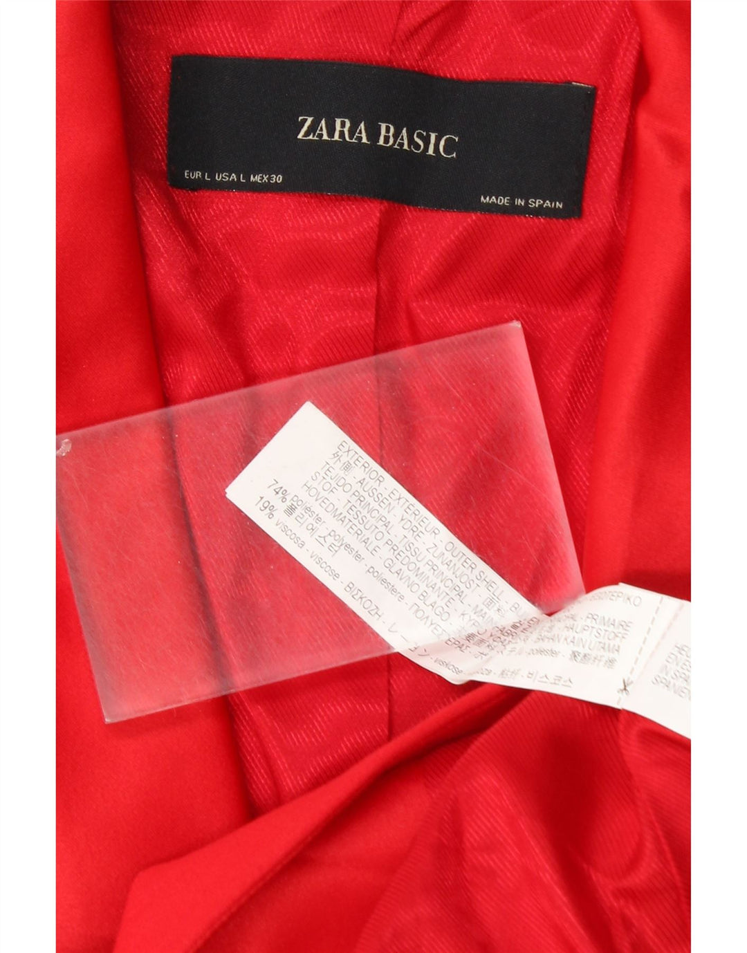 ZARA Chaqueta Blazer De 1 Botón Para Mujer UK 44 Grande Poliéster Rojo