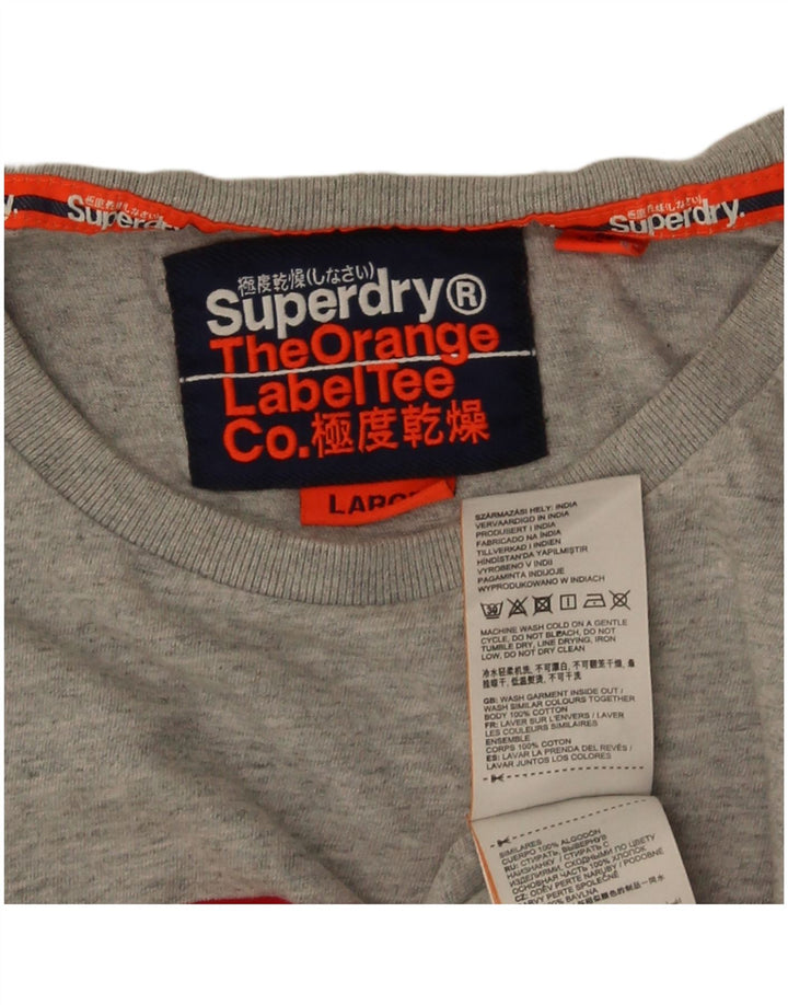 Superdry Camiseta para hombre Top grande de algodón con bloques de color gris