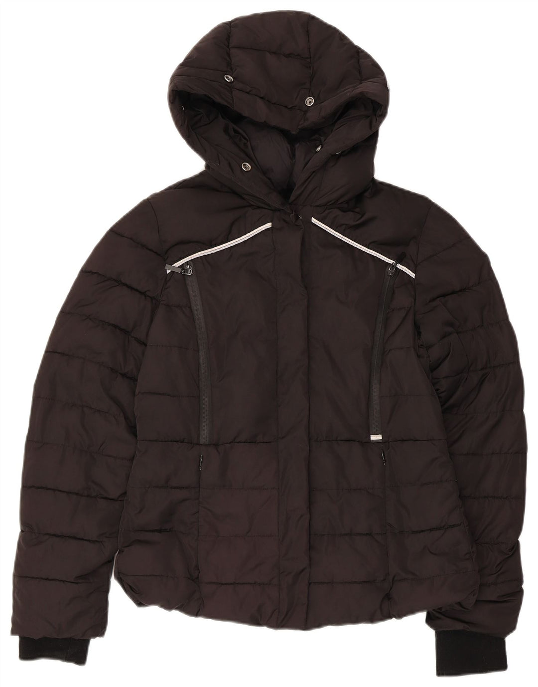SUPERDRY Chaqueta acolchada con capucha para mujer UK 40 Small Poliéster negro