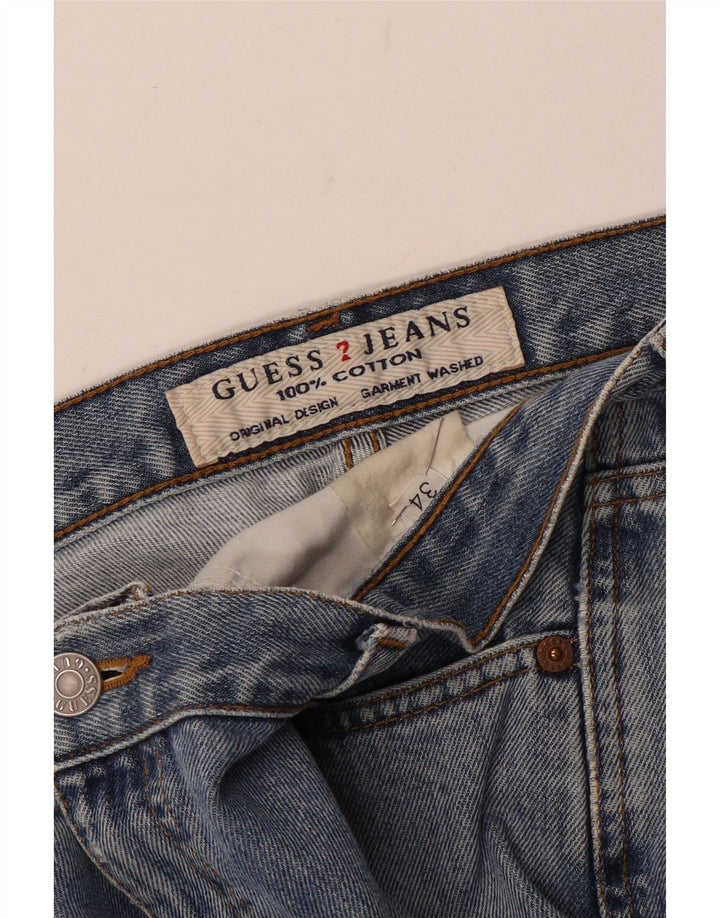 Guess Vaqueros rectos desgastados para hombre W34 L31 Azul