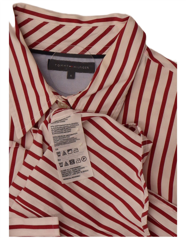 Tommy Hilfiger Camisa para mujer US 6 Mediana Roja Algodón a rayas