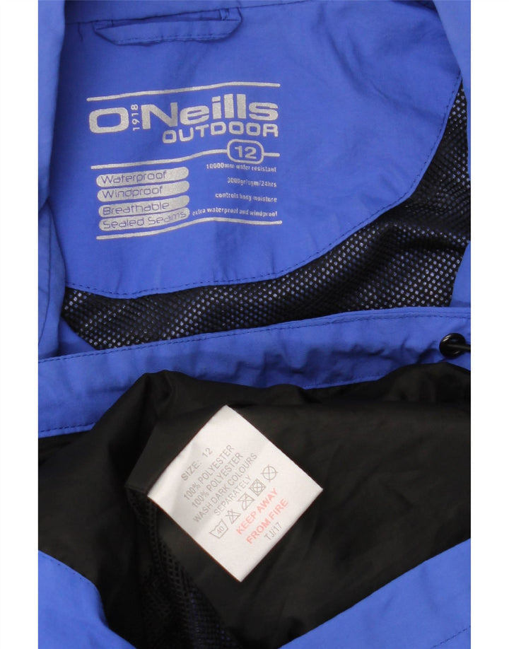 O'Neills Chaqueta impermeable con capucha para mujer UK 12 Poliéster azul medio