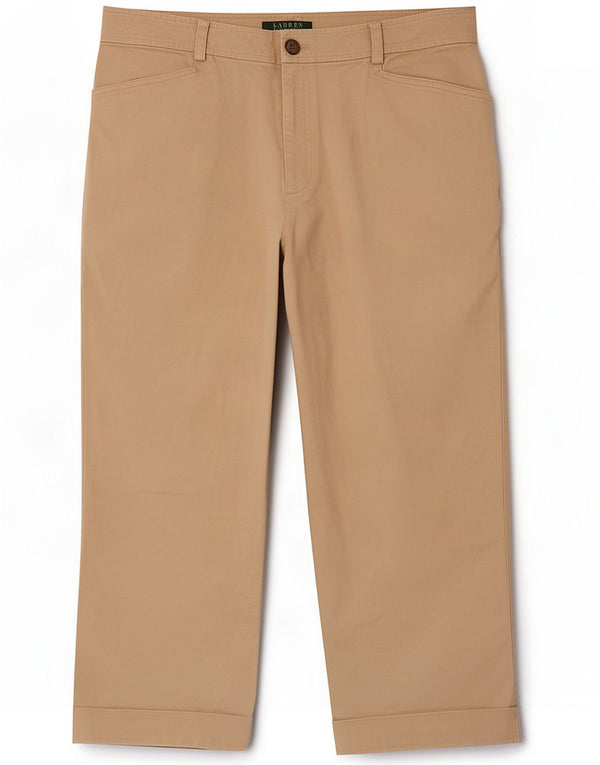 Ralph Lauren Pantalones capri rectos para mujer US 12 Large W32 L20 Beige