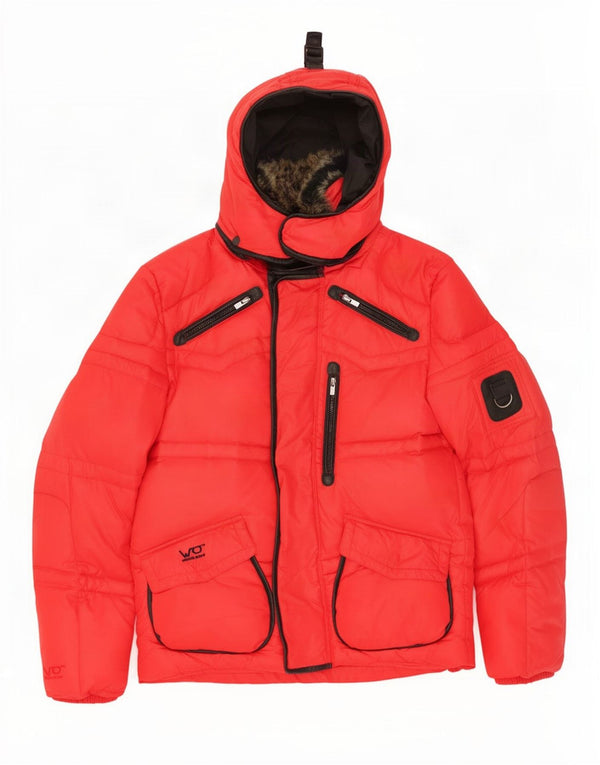 Jack & Jones Chaqueta acolchada con capucha para hombre UK 38 Medium Red Nylon