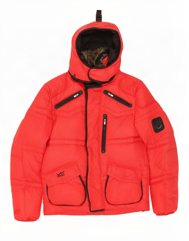 Jack & Jones Chaqueta acolchada con capucha para hombre UK 38 Medium Red Nylon